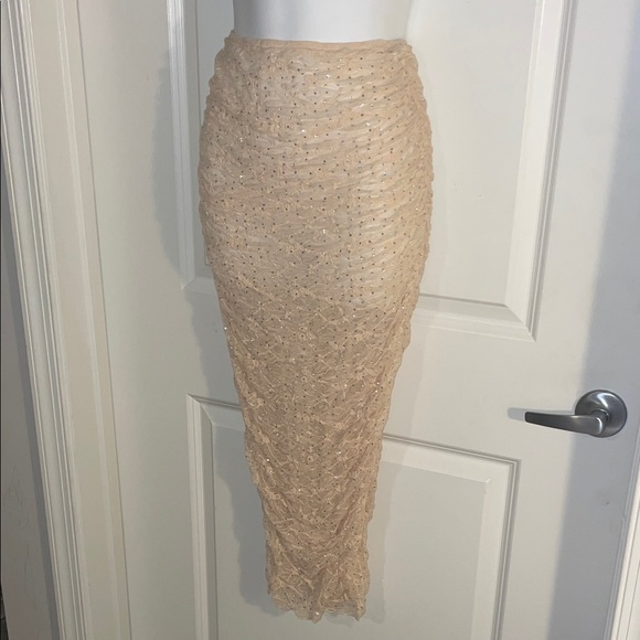 Zara Beige Sequin Skirt
